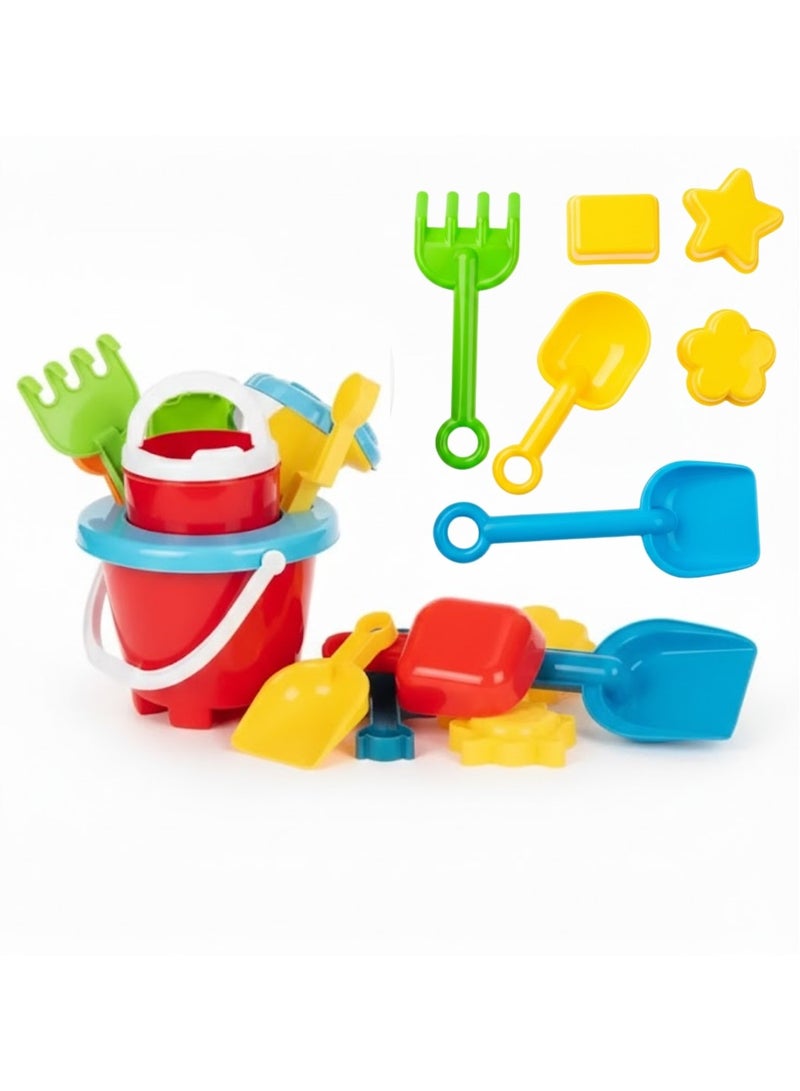 لوكاداه مجموعة ألعاب رمل الشاطئ، مع حقيبة شبكية، ودلو رمل ملون، وألعاب نموذجية، ومجرفة، ومشط، مجموعة ألعاب شاطئ خارجية بلاستيكية غير سامة للأطفال الصغار، الأولاد والبنات - Image 1